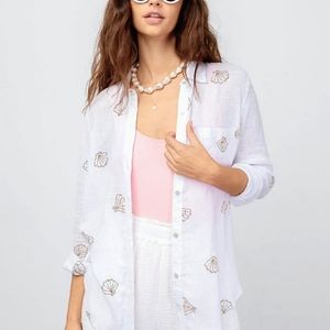 Rails Gold Scallop Shells Button Down Shirt